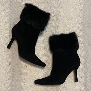 Stuart Weitzman Fur Trim Ankle Bootie